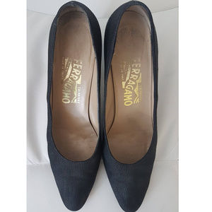 Vintage Ferragamo Dotted-textured Leather Pumps